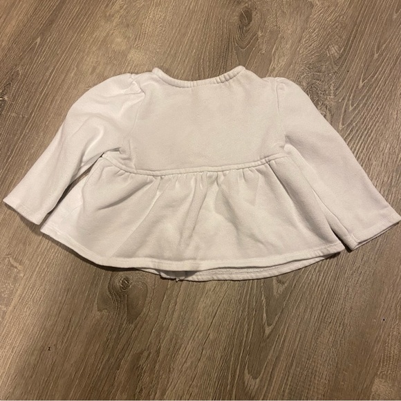 Cat & Jack white empire waist zip up dressy flower cotton jacket 12M EUC - Picture 4 of 4